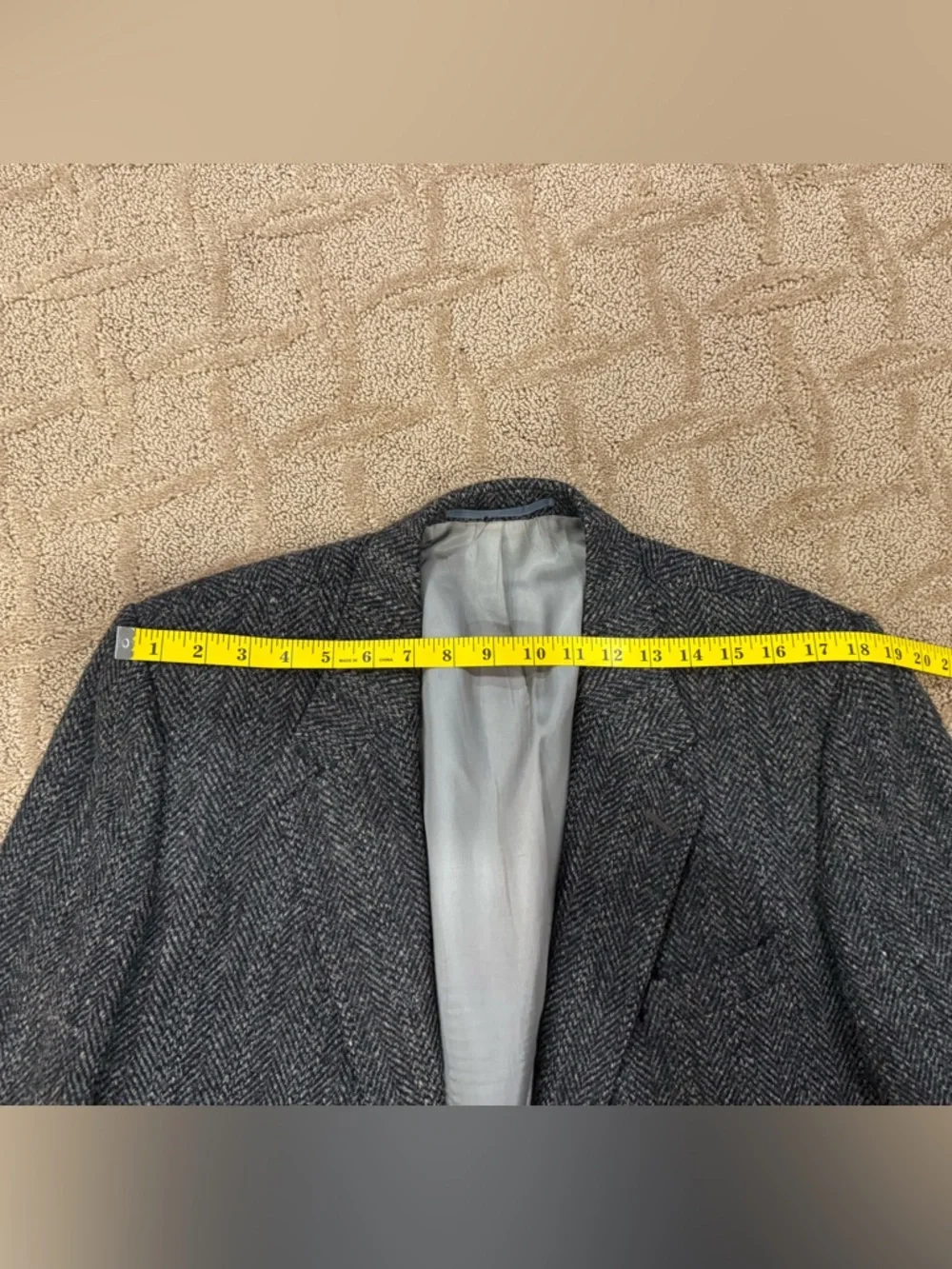 VTG Harris Tweed Blazer Wool Sport Coat Charcoal Grey Herringbone with Donegal - Picture 14 of 16